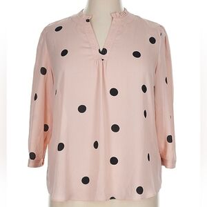 Worthington Pink and Black Polka Dot Blouse